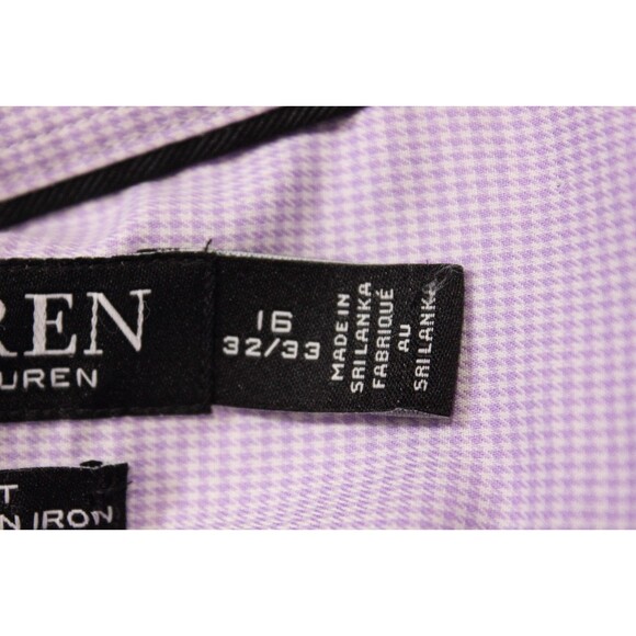Lauren Ralph Lauren Shirt Black Label Men’s Purple Slim Fit Non Iron 16 32/33 - Picture 9 of 11